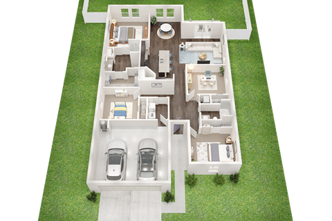 Floor plan for 4 beds, 2 baths, 1802 sqft